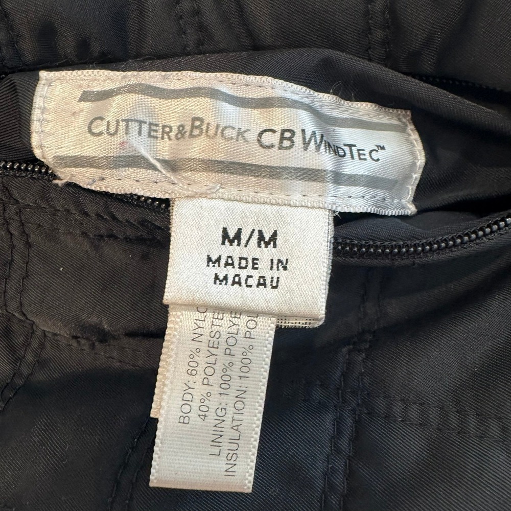 Cutter & Buck CB WindTec Quilted Vest Womens Medium Black Plaid Lined Full Zip - Picture 3 of 8
